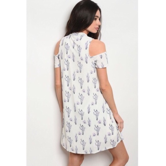 Cold Shoulder Slinky Cactus Dress - Picture 3 of 4